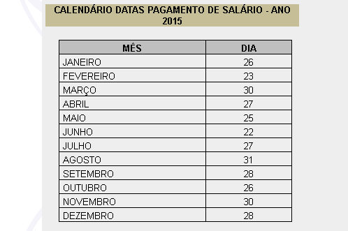 Calendário de pagamento 2015 - Prefeitura Municipal de Uberlândia